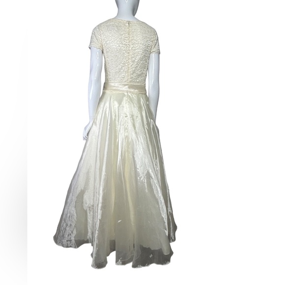 Vintage Ballgown JS Collections Cream Sz M/L Evening Dress Fairy Romantic - Picture 8 of 16